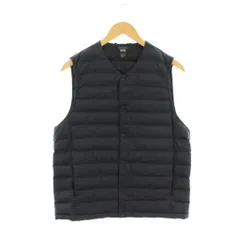 ユニクロ UNIQLO PUFFTECH ベスト M 黒 Vネック 中綿 ボタン留め /JP