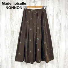 Mademoiselle NONNON マドモアゼルノンノン マリン 総柄 コーデュロイ ロング フレアスカート ブラウン レディースのサムネイル