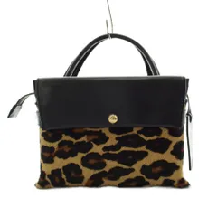 ポティオール POTIOR ハンドバッグ ヒョウ柄 レオパード レザー 黒 ブラック 茶 ブラウン /AN25