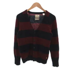 スコッチ&ソーダ SCOTCH & SODA カーディガン ウール S 赤 レッド 青 ブルー ボーダー柄 Vネック エルボーパッチ/HW ■ECG003のサムネイル