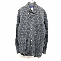 【中古】[印象AB] BEAMS ビームス シャツ メンズ L 緑×紺×赤×黄 綿100% 長袖 チェック ボタンダウン 胸ポケット フレンチフロント ロングテールのサムネイル