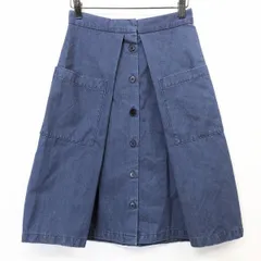 【中古】[印象B] SLY JEANS スライジーンズ フロントボタン留めフレアデニムスカート レディース 1 ブルー 青 綿100% コットン 無地 ひざ丈のサムネイル