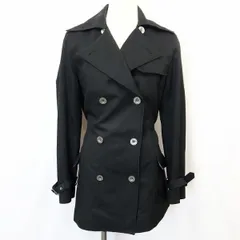 【中古】[印象AB] TRANS WORK トランスワーク レディース 女性 40 ブラック (内側：紫) 黒 綿×シルク ベルテッド コート トレンチコート 無地 長袖のサムネイル