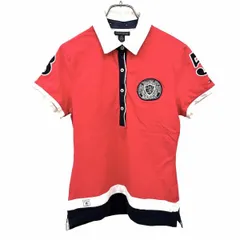古着 トミーヒルフィガー TOMMY HILFIGER ポロシャツ 半袖 スリムフィット 鹿の子 ストレッチ 綿×ポリウレタン S レッド 赤×紺×白 レディース