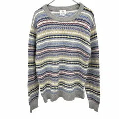【中古】[印象AB] ビューティーアンドユース BEAUTY＆YOUTH ニット セーター 長袖 フェアアイル 毛×ナイロン XL 杢グレー 杢グレー×黄×青×赤 レディース