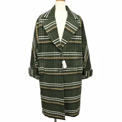 【新品】[印象N] AZUL by moussy アズールバイマウジー チェスターコート レディース S グリーン 緑×ベージュ×黒×白 ポリなど 2つボタン留め 内ポケット無し 総裏地 微起毛 チェック フリーダムスリーブ 長袖のサムネイル