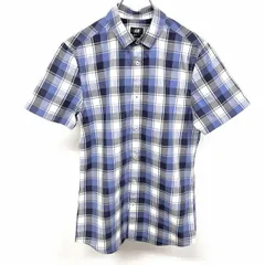 古着 エイチアンドエム H＆M シャツ 半袖 チェック ポケット無し 綿100% コットン100% XS 青 ブルー×オフホワイト メンズ(レディース？)