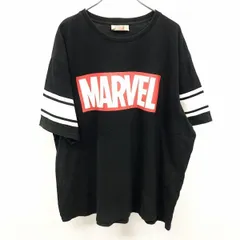 古着 MARVEL COMICS マーベルコミック 3L 2XL メンズ Tシャツ 両面プリント ロゴ 英字 文字 丸首 半袖 綿100% ブラック×レッド×ホワイト 黒