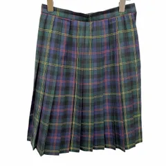 【中古】[印象AB] THE SCOTCH HOUSE ザ・スコッチハウス プリーツスカート レディース 11AR L グリーン 緑×赤×黄×紺 ウール100%(裏地：キュプラ) サイドファスナー チェックのサムネイル