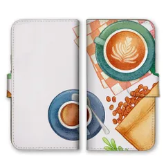 arrows U 801FJ ケース 手帳型 アローズU スマホケース 携帯ケース コーヒー 珈琲 カフェ 喫茶店 コーヒー豆 ブラウン おしゃれ ラテアート カラー01