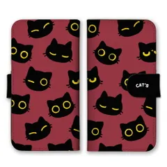 arrows U 801FJ ケース 手帳型 アローズU スマホケース 携帯ケース 黒猫 猫 ネコ ねこ イラスト シンプル 可愛い かわいい ミニキャラ カラー05