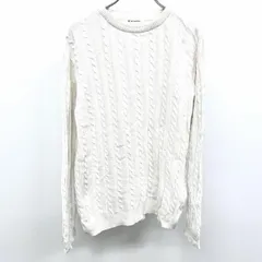 古着 ザ・ショップ ティーケー THE SHOP TK ケーブルニット セーター 丸首 クルーネック 長袖 綿×ナイロン×羊毛 L ホワイト系 白系 メンズ