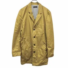【中古】[印象AB] nano・universe ナノユニバース チェスターコート レディース M マスタードイエロー 綿×ポリ 内側の背中の肩部分とカフスにストライプ生地 センターベント 内ポケット×１ 少し薄手 無地 ボタン留め 長袖 裏地無しのサムネイル