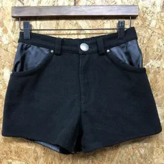 【中古】[印象BC] BACKS バックス レディース サイズ1 ブラック 黒 ポリエステル×合成皮革 ショートパンツ 裏地付き ウエストゴム 起毛のサムネイル