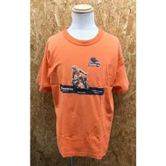 古着 ※ブランド不明 インポート古着 Tシャツ 両面プリント バイクレーシング MOTOCYCLE 丸首 カットソー 半袖 オレンジ メンズ