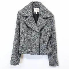 古着 FOREVER21 フォーエバー21 S レディース 女性 ライダースジャケット ダブル 起毛生地 裏地付き 長袖 ポリ×レーヨンなど 白×黒×グレー