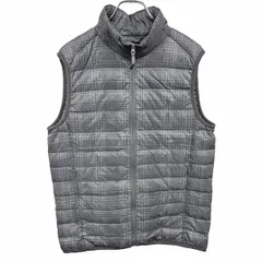 古着 ユニクロ UNIQLO ウルトラライトダウンベスト チェック×ヘリンボーン ハイネック ナイロン100%(ダウン90%＋フェザー10%) S グレー メンズ