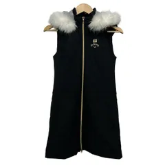 CALLAWAY(キャロウェイ) ワンピース サイズS レディース - 黒×ゴールド×白 ノースリーブ/ロング/ジップアップ/キルティング