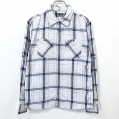 【中古】[印象B] TOMMY HILFIGER トミーヒルフィガー シャツ キッズ 164 ネイビー 紺 綿100% ジュニア チェック 背中刺繍 長袖 袖ロールアップ 両胸ポケットのサムネイル
