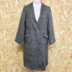 古着 センスオブプレイス SENSE OF PLACE URBAN RESEARCH ノーカラーコート 裏地付き グレンチェック ナップボタン 長袖 S 黒×白 レディース