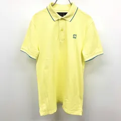 【中古】[印象B] G-Star Raw ジースターロウ ポロシャツ メンズ M イエロー×ブルー 黄色 綿100% ポケット無し 鹿の子 ロゴ刺繍 背中の右裾にワッペン風のサイの刺繍 半袖のサムネイル