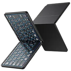 Omikamo Bluetooth＆USB無線両用 キーボード 折りたたみ JIS標準日本語配列 7色LEDバックライト 軽量 左右Shiftキー/L型Enterキー搭載 ipad ワイヤレス タブレット スマホ用 コンパクト 薄型 IOS/ 6e97df47