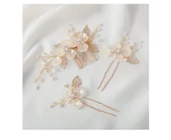髪飾り ヘッドドレス コーム Uピン 3点セット 花嫁 ヘアアクセサリー 手作り ウェディング フラワー 結婚式 披露宴 二次会 発表会 卒業式 入学式 パーティー 和装用髪飾り ヘアアクセサリー(タイプ3)