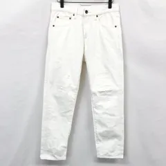 古着 niko and ... ニコアンド 2 ( S ) メンズ(レディース？) デニム パンツ テーパード 無地 USED加工 ジップフライ 綿100% ホワイト 白