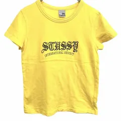 古着 ステューシー STUSSY Tシャツ 半袖 ロゴプリント 英字 文字 丸首 クルーネック USA製 綿100% コットン100% S イエロー 黄色 キッズ 子ども