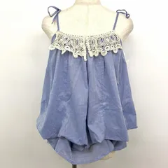 【新品】[印象N] M.deux エムドゥ フレアキャミソール / トップス レディース M ネイビー 紺 綿100% ティアード風 裏地付き レースデザインのサムネイル