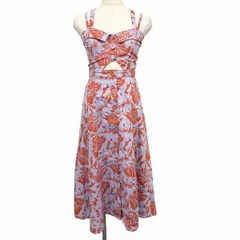 古着 スライ|レインスプーナー トップは脱着可 3WAY ワンピース アロハ柄 綿100% 1 ネイビー 紺系×オレンジブラウン系 レディース