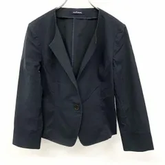 【中古】[印象B] NEW YORKER ニューヨーカー シャツジャケット レディース S 7AR ネイビー 綿×ナイロン×ポリウレタン 無地 1つボタン留め 袖口スリット ポケット無し 薄手 ノーカラー クレープ 裏地無しのサムネイル