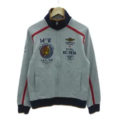 アエロナウティカ AERONAUTICA ブルゾンジャケット スウェット スタンドカラー ミドル丈 M グレー ワッペン 刺繍 /HO2 ■GY58のサムネイル