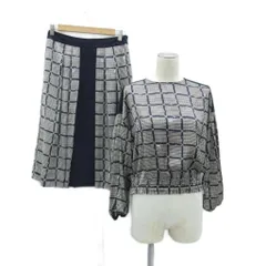アクアスキュータム AQUASCUTUM セットアップ 上下 カットソー 長袖 フレアスカート ミモレ丈 10 紺 ネイビー チェック柄 /SM58 ■ECC001のサムネイル