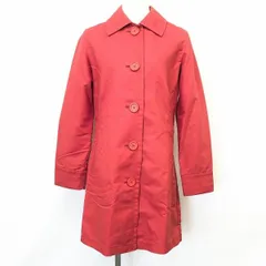【中古】[印象B] Eddie Bauer エディーバウアー レディース S レッドピンク・サーモンピンク系 綿×ポリ ステンカラーコート 裏地付き ボタン留め 無地 長袖のサムネイル