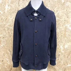 【中古】[印象BC] Revo. レヴォ レボ メンズ 2 ネイビー 紺 綿100% カットソーブルゾン ジャケット スパニッシュカラー ボタン留め 内側にボーダー柄 長袖のサムネイル