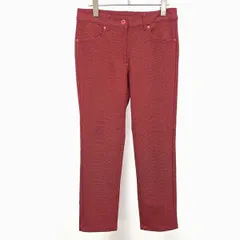 【中古】[印象A] Munsingwear マンシングウェア パンツ レディース 11号 L レッド×ブラック 赤系 毛×ポリなど ジップフライ 裏地は膝あたりまで 若干テーパード ゴルフ 細かいダイヤチェック柄 ストレッチ 裏地付き ロングのサムネイル