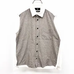 【中古】[印象BC] HARE ハレ シャツ メンズ M オフホワイト×ベージュ×ブラック 白系 綿100% コットン ロングテール ストライプ 背中は無地 長袖 胸ポケットのサムネイル