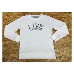 【中古】[印象C] Ciaopanic チャオパニック メンズ Mサイズ ホワイト×グレー カットソー 『LIVE GROOVE』 若干薄手 ストレッチ 丸首 英字プリント 長袖のサムネイル