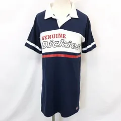 【中古】[印象AB] Dickies ディッキーズ キッズ 160 ネイビー 紺 綿×ポリエステル ポロシャツ Tシャツ生地 ロゴプリント オープンカラー 半袖 ジュニアのサムネイル