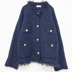 定価2.75万 リヴドロワ ツイードミドルジャケット ネイビー セレモニー