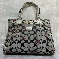 【COACH】コーチ シグネチャー柄トートバッグ シグネチャーモチーフ キャンバス レザー レディース ブラック ホワイト レッド 黒色 白色 赤色 トートバッグ ハンドバッグ 総柄デザイン ロゴプレート付き 型番G1120-18711