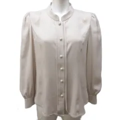 フォクシーニューヨーク FOXEY NEW YORK 美品 グレースクラシックブラウス スタンドカラー フリル 長袖 シャツ 40 約M ベージュ 29233 IBO84 1120のサムネイル