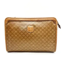 【良品】CELINE セリーヌ トリオンフ PVC マカダム柄 ハンドバッグ クラッチバッグ ポーチ ブラウン 茶色 ユニセックス レディース