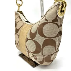 【良品】coach y2k signature canvas handbag accessoryporch gold parts brown ladies unisex コーチ ハンドバッグ