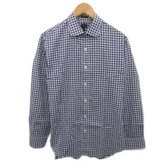 ジェイクルー J.CREW シャツ 長袖 チェック オーバーサイズ M 紺 ネイビー 白 ホワイト C3682