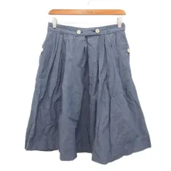 マーガレットハウエル MHL. フレアスカート ひざ丈 コットン 青 ブルー 2 約M ■YHS10
