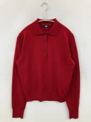 UNIQLO ユニクロ ニット/セーター S レッド ウール・ニット 無地 ミドル丈 長袖