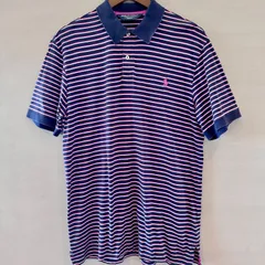 00's POLO GOLF ポロゴルフ Ralph Lauren ラルフローレン PRO FIT ピマコットン ボーダーポロシャツ 半袖 ピンク ネイビー ホワイト メンズ Mサイズ