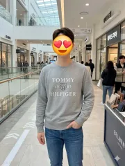 Tommy Hilfiger トミーヒルフィガー グレー ラグラン Tシャツ (サイズL-105)